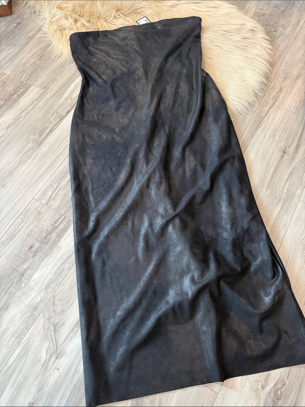Gianni Bini Strapless Black Satin Maxi Dress
